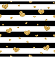 golden hearts stripes seamless pattern vector image