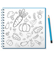 hand drawn doodle icons on notebook vector image vector image