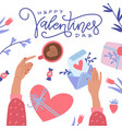 happy valentine s day greeting card twofemale vector image