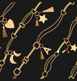 golden chains and charms seamless pattern fashion vector image