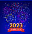 with colorful fireworks frame on a dark blue vector image