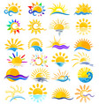 sun logos with sea vector image