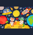 animals on moon in rocket and spacecraft vector image vector image