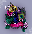 crowned peacock in pearls vector image