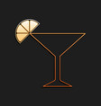 gold martini glass icon isolated on black vector image