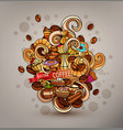 hand drawn doodles on a coffee theme cups turka vector image