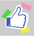 thumbs up paper blue emblem like icon applique vector image vector image
