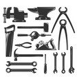 silhouettes common workers hand tools vector image