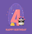 happy birthday 4 years banner template birthday vector image