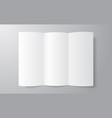 blank trifold paper brochure mockup on soft gray vector image