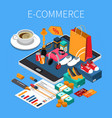 e-commerce isometric composition vector image
