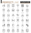furniture thin line web icons set outline stroke vector image