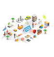 hotel booking isometric flowchart flat vector image
