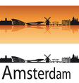 amsterdam skyline in orange background vector image vector image