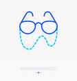 glasses on chain for elder people thin line icon vector image