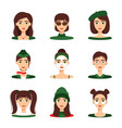 set avatars beautiful girls collection vector image