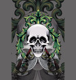 skull with ax ornament vector image vector image