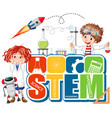 stem education logo with scientist cartoon vector image