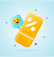 3d cupon with yellow emoji on speech bubble vector image vector image