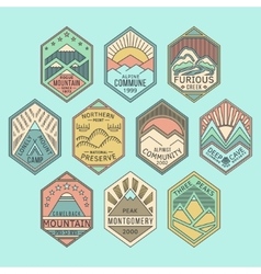 Mountain badges linear 1color Royalty Free Vector Image