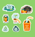 nature protection and garbage recycling stickers vector image vector image
