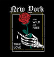 new york rose trendy print vector image vector image