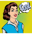 beautiful woman with expression cool pop art vector image