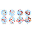 isometric pajama party compositions vector image vector image