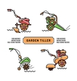 set logos garden tiller thin line art style vector image