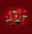 chinese new year of pig red and gold paper card vector image