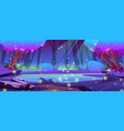 night magic forest woods with mystic swamp cartoon vector image