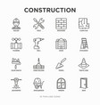 construction thin line icons set builder vector image