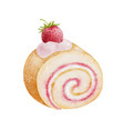 strawberry swiss roll cake vector image vector image