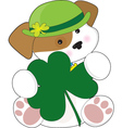a cute puppy is wearing green irish hat and h vector image