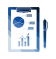 writing tablet with analytics chart and pen icon vector image