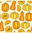 seamless pattern with ripe orange pumpkins vector image vector image