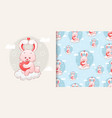 little cute bunny with love ears holding vector image vector image