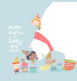 little helpers preparing for winter holidays vector image