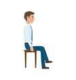 man sitting on chair in suit side view isolated vector image