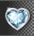 shiny diamond crystal heart shape silver frame vector image vector image