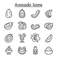 avocado icon set in thin line style vector image