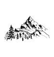 mountain sketch hand drawn black mountains vector image