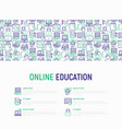 online education concept with thin line icons vector image