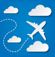 paper flying plane in clouds travel background vector image