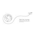 one continuous line drawing of earth globe vector image