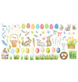watercolor set of easter elements eggs vector image