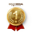 gold 1st place medal metal realistic badge vector image