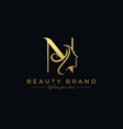 letter n beauty face hair salon logo design vector image