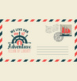 postal envelope on the theme of travel with stamp vector image vector image