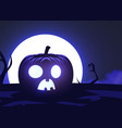 silhouette scary pumpkin zombie hand on moon vector image vector image